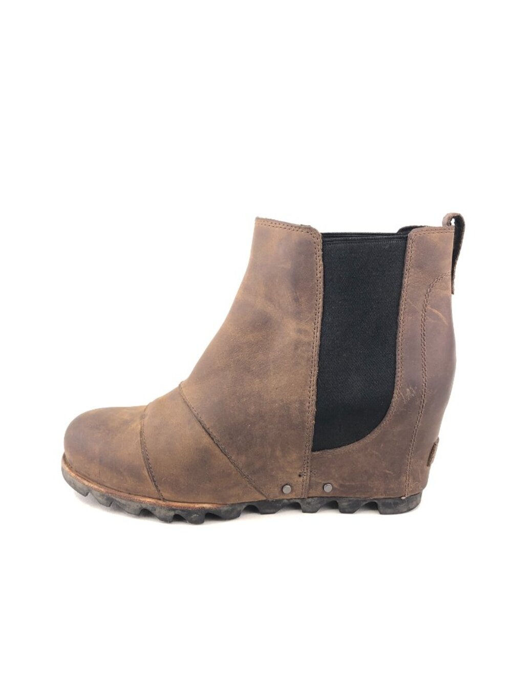 Sorel Lea Wedge Brown Leather Ankle Boots 8.5
